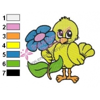 Bird Holding Flower Embroidery Design